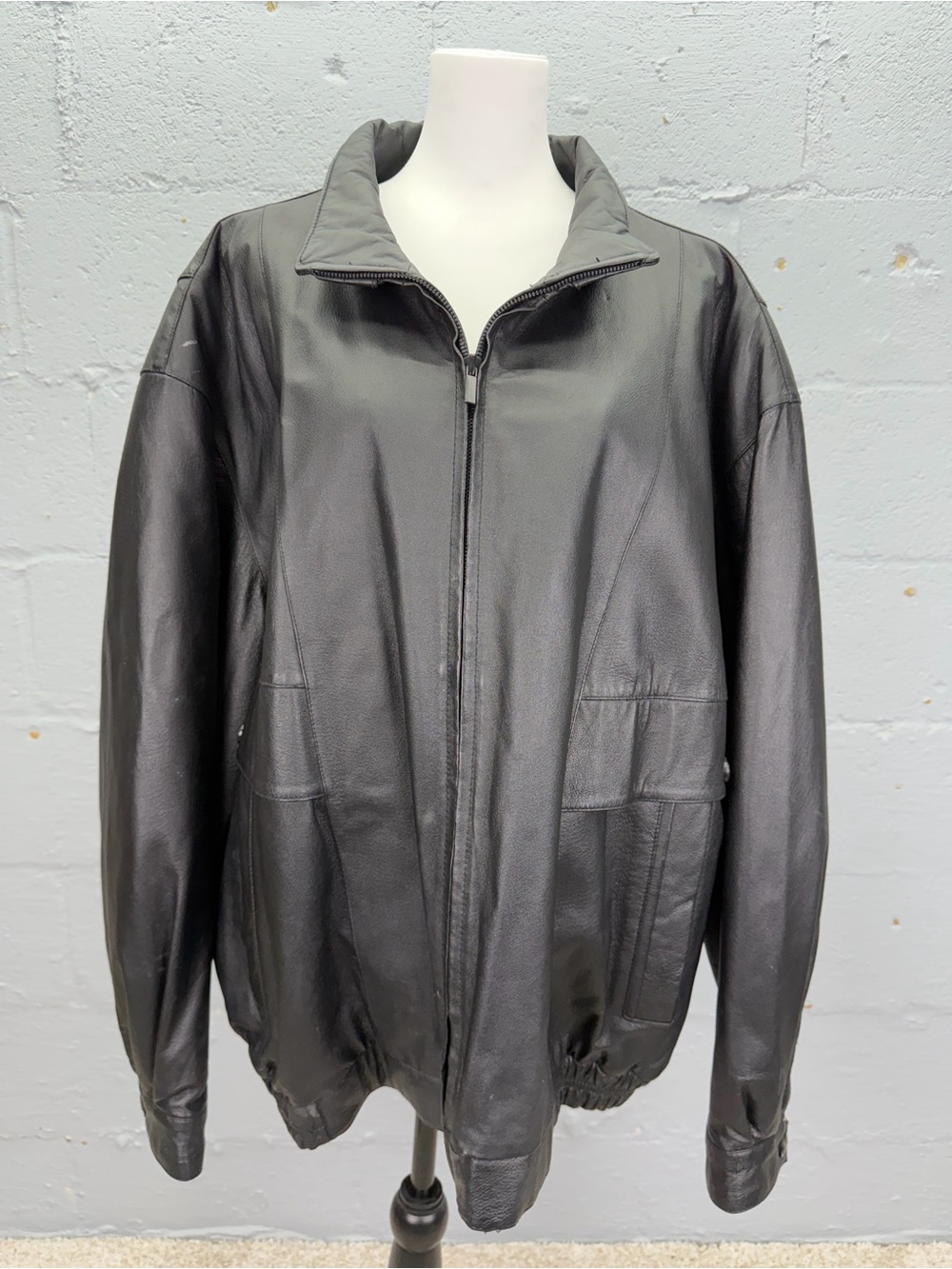 Members Only Men's Black Label Genuine Leather Jacket Size 3X